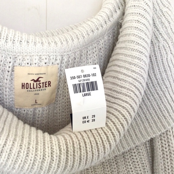 Hollister Off Shoulder Cowl Neck Fitted Sweater Large - Picture 5 of 6